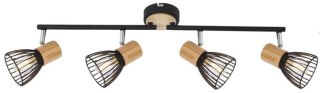 Lampa ścienna listwa 4X25W E14 czarny/drewno ANTICA 94-61201