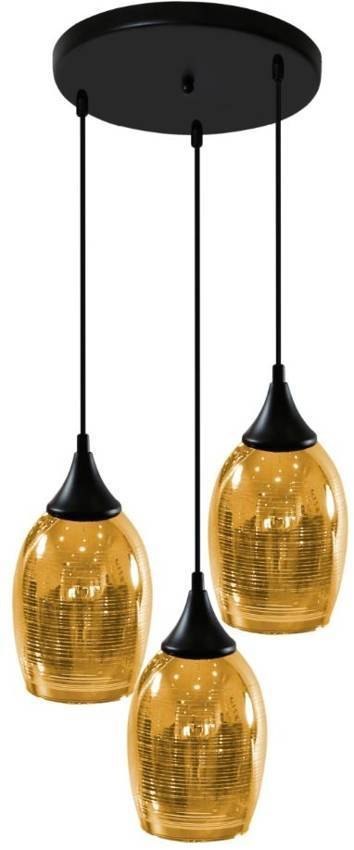 Lampa wisząca czarno-złota lustrzane klosze 3x60W Marina Candellux 33-58010
