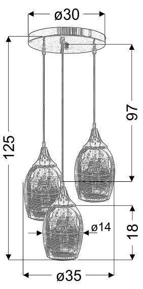 Lampa wisząca czarno-złota lustrzane klosze 3x60W Marina Candellux 33-58010