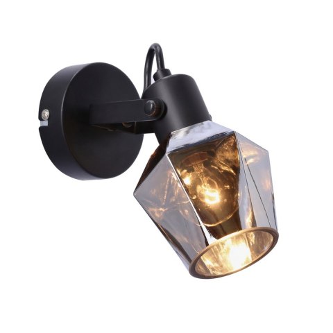 Randi lampa kinkiet czarny matowy 1x15w e14 klosz dymiony