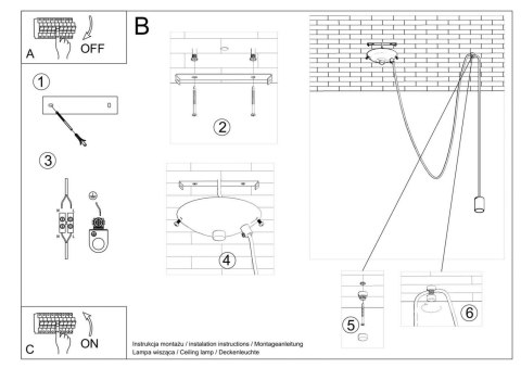 Sollux Lampa wisząca EDISON 1 LONG czarny