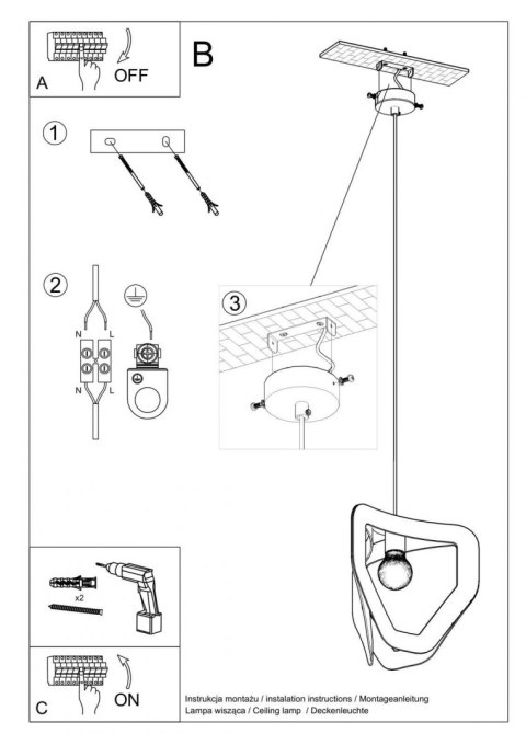Sollux Lampa wisząca TRES biała