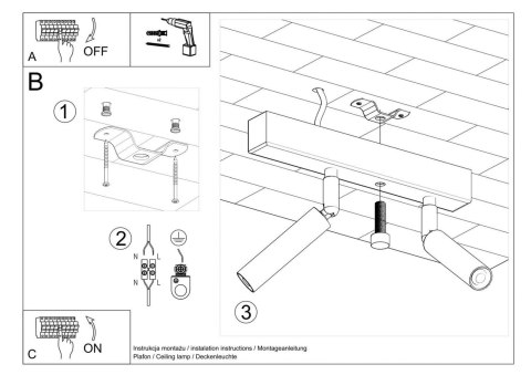 Sollux Lampa Plafon EYETECH 2 czarny