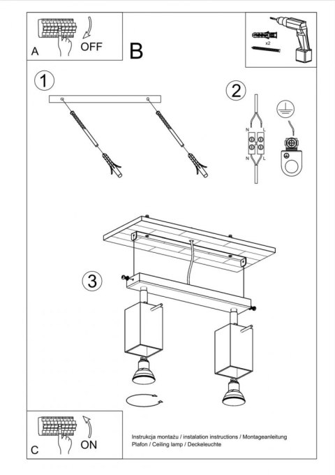 Sollux Lampa Plafon MERIDA 2 szary