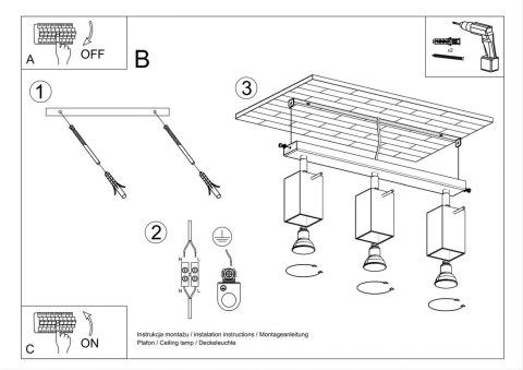 Sollux Lampa Plafon MERIDA 3 biały