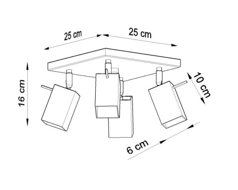 Sollux Lampa Plafon MERIDA 4 czarny