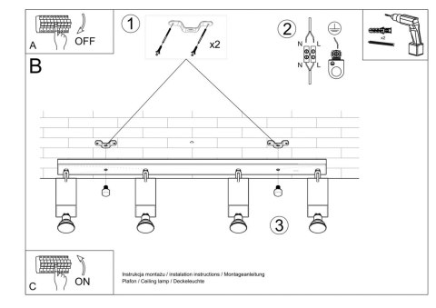 Sollux Lampa Plafon MERIDA 4L biały