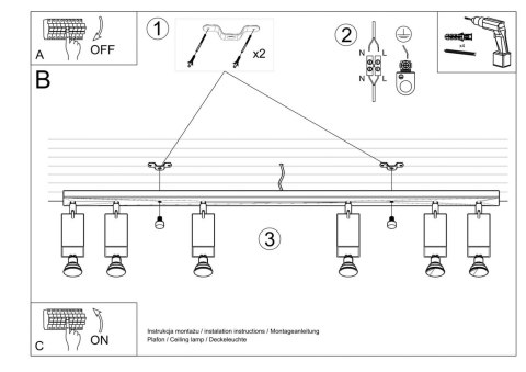 Sollux Lampa Plafon MERIDA 6L biały