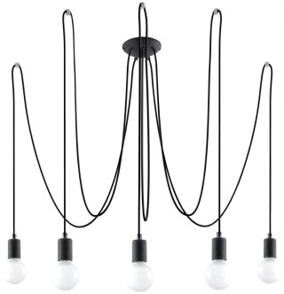 Sollux Lampa Żyrandol EDISON 5 czarny