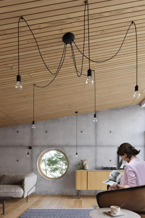 Sollux Lampa Żyrandol EDISON 5 czarny