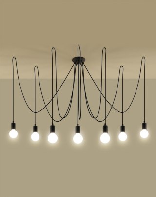 Sollux Lighting Żyrandol EDISON 7 czarny