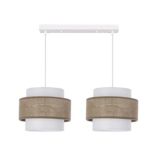 Juta lampa wisząca biały 2x40w e27 abażur biały+beżowy