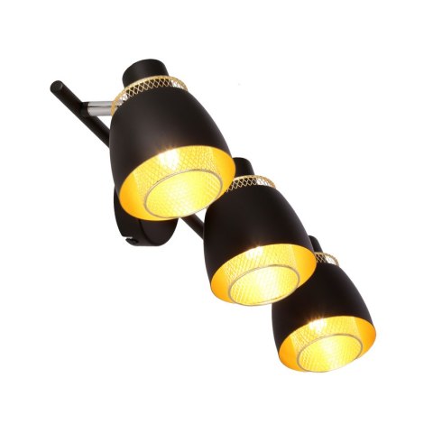Aleksandria lampa sufitowa listwa czarny 3x40w e14 klosz czarny+złoty