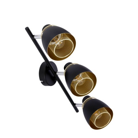 Aleksandria lampa sufitowa listwa czarny 3x40w e14 klosz czarny+złoty