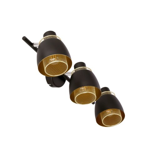 Aleksandria lampa sufitowa listwa czarny 3x40w e14 klosz czarny+złoty