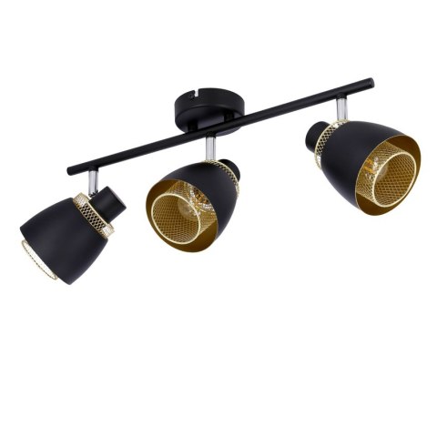 Aleksandria lampa sufitowa listwa czarny 3x40w e14 klosz czarny+złoty