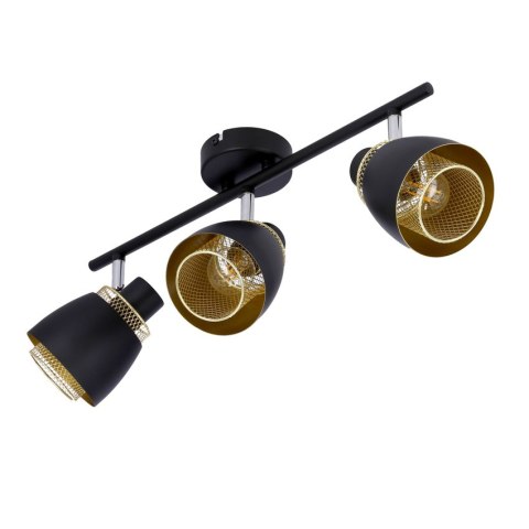 Aleksandria lampa sufitowa listwa czarny 3x40w e14 klosz czarny+złoty