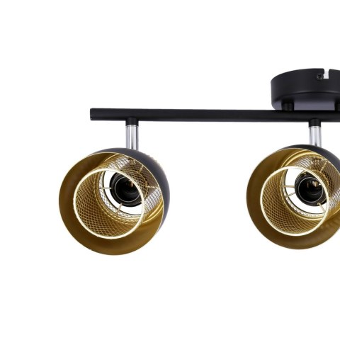 Aleksandria lampa sufitowa listwa czarny 3x40w e14 klosz czarny+złoty