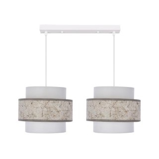 Calmi lampa wisząca biały 2x40w e27 abażur biały+beżowy