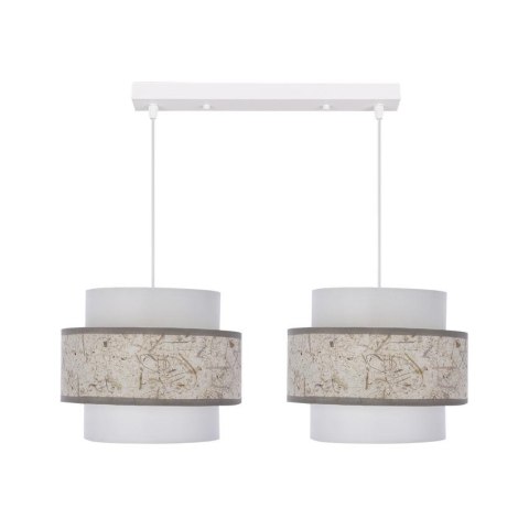 Calmi lampa wisząca biały 2x40w e27 abażur biały+beżowy