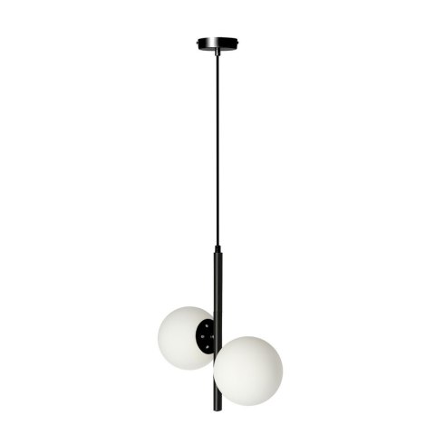 Duo lampa wisząca czarny 2x15W E14 klosz biały