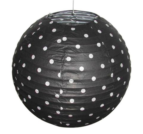 Abażur papierowy czarny w kropki kula 35cm Kokon Candellux 70-94035