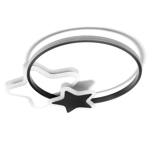 LAMPA DZIECIĘCA LED SUFIT BIAŁO-CZARNE GWIAZDKI 60W + PILOT