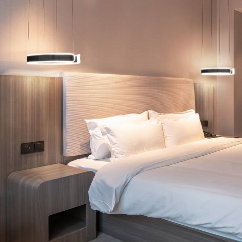 Lampa LED wisząca okrąg czarna XZ-001 34W + pilot