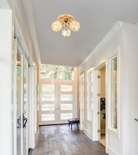 Dubai lampa sufitowa plafon różowy złoty klosz kryształowy transparentny