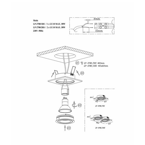 Oprawa podtynkowa Metis czarna 1xGU10 Light Prestige