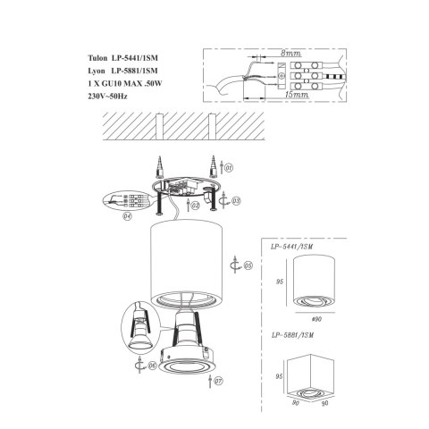 Oczko Lyon oprawa natynkowa 1xGU10 biała LP-5881/1SM WH