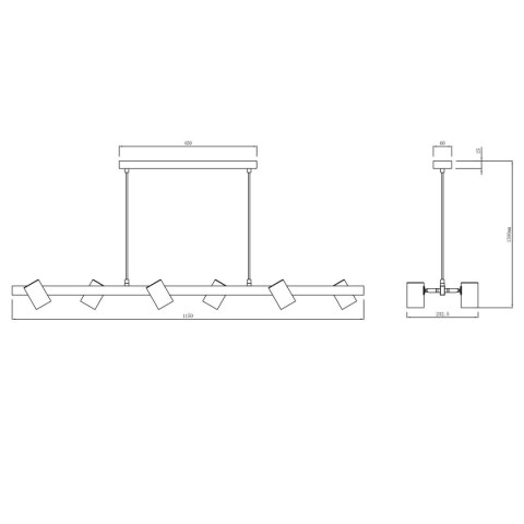 Lampa wisząca Snow 6 złoto - czarna 6xGU10 Light Prestige