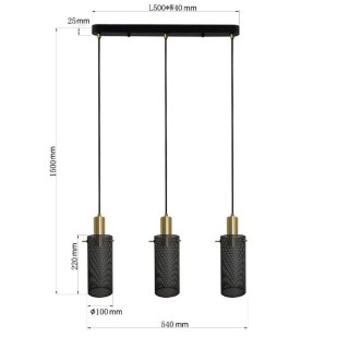 Lampa wisząca Tirana 3 czarna 3xE27 Light Prestige