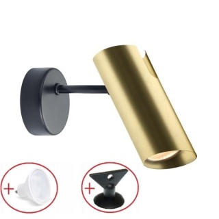 Kinkiet Lampa Futuro 1xGU10 złoty/czarny ZESTAW Z PRZYSSAWKĄ I ŻARÓWKĄ LED