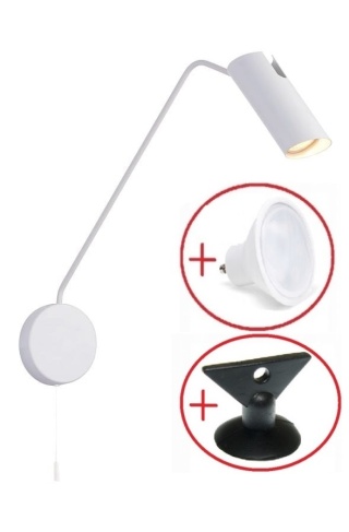 Kinkiet Lampa Futuro z wysięgnikiem biały ZESTAW Z PRZYSSAWKĄ I ŻARÓWKĄ LED