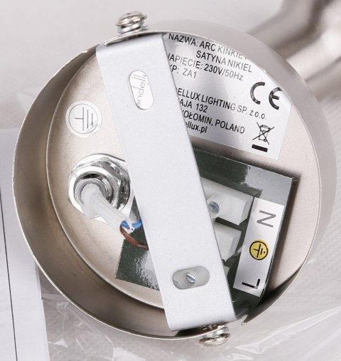 Lampa ścienna kinkiet 1X40W E14 Satyna Nikiel ARC 91-63281