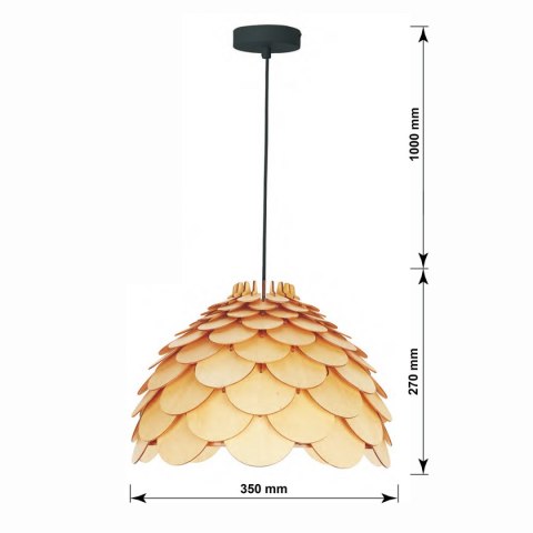 Lampa wiszaca Burgo mała drewniana 1xE27 Light Prestige