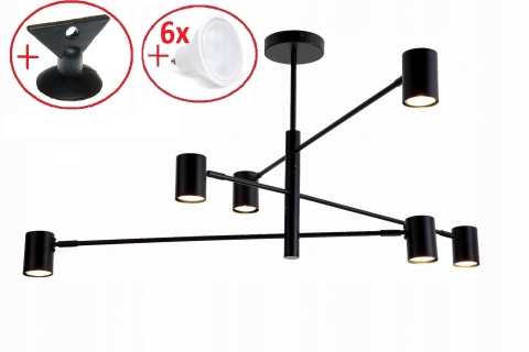 Lampa wisząca Snow 6 czarna 6xGU10 Light Prestige