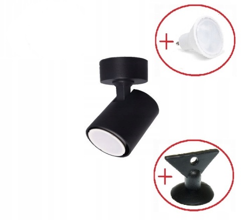 Kinkiet Lampa ścienna Spot Reflektor Snow czarny ZESTAW Z ŻARÓWKĄ LED GU10