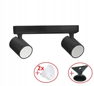Plafon Lampa sufitowa Spot Reflektor Snow 2 czarny ZESTAW Z ŻARÓWKAMI LED