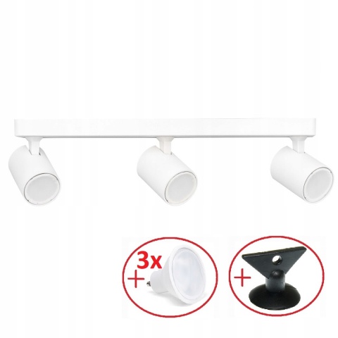 Plafon Lampa sufitowa Spot Reflektor Snow 3 biały ZESTAW Z ŻARÓWKAMI LED