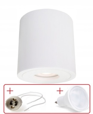 TUBA OPRAWA NATYNKOWA IP65 Faro XL biała ZESTAW Z ŻARÓWKĄ i GNIAZDEM GU10