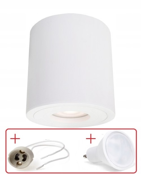 TUBA OPRAWA NATYNKOWA IP65 Faro XL biała ZESTAW Z ŻARÓWKĄ i GNIAZDEM GU10