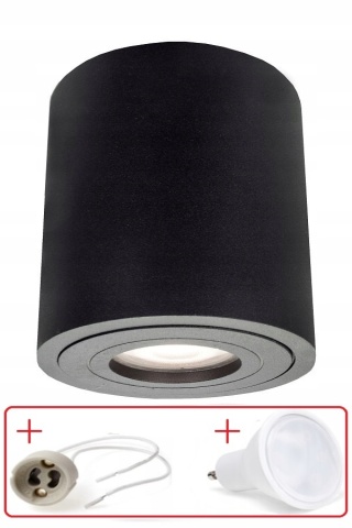 TUBA OPRAWA NATYNKOWA IP65 Faro XL czarna ZESTAW Z ŻARÓWKĄ i GNIAZDEM GU10