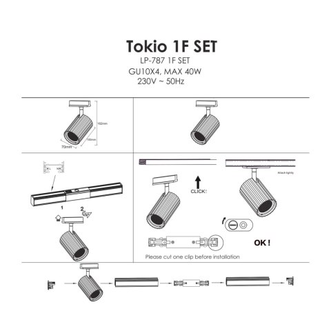 Zestaw oświetlenia szynowego Tokio SET 1F biały 4xGU10 Light Prestige