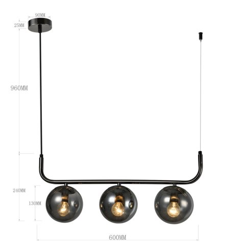 Lampa wisząca Alisa grafitowa 3xE14 Light Prestige
