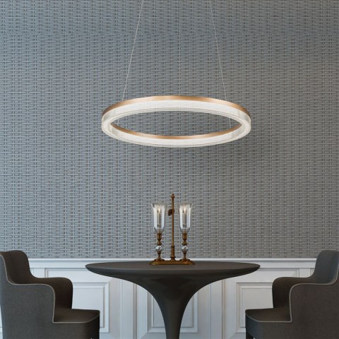 Lampa wisząca Midway Cristal Triangle złoto - transparentna LED CCT Light Prestige