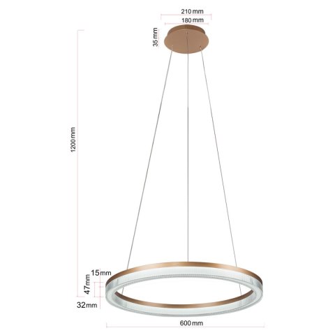 Lampa wisząca Midway Cristal Triangle złoto - transparentna LED CCT Light Prestige