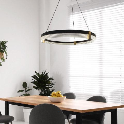 Lampa wisząca Plum Triangle 60 cm czarno-transparentna LED CCT Light Prestige