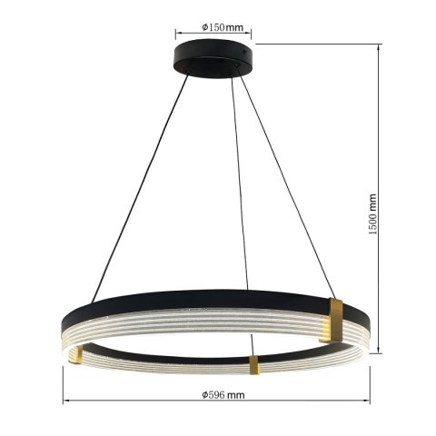 Lampa wisząca Plum Triangle 60 cm czarno-transparentna LED CCT Light Prestige